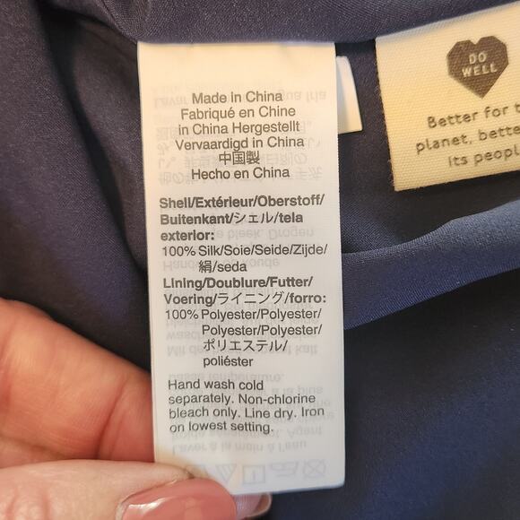 Madewell Silk Floral Mini Dress, button-front, tie-sleeve, retro-fit, size 12 - Picture 15 of 15